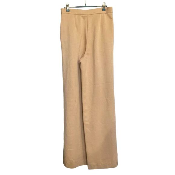 Happy X Nature‎ Pants Wide Leg Beige Textured Trousers Sz 4 Pleated High Waisted - Picture 2 of 9